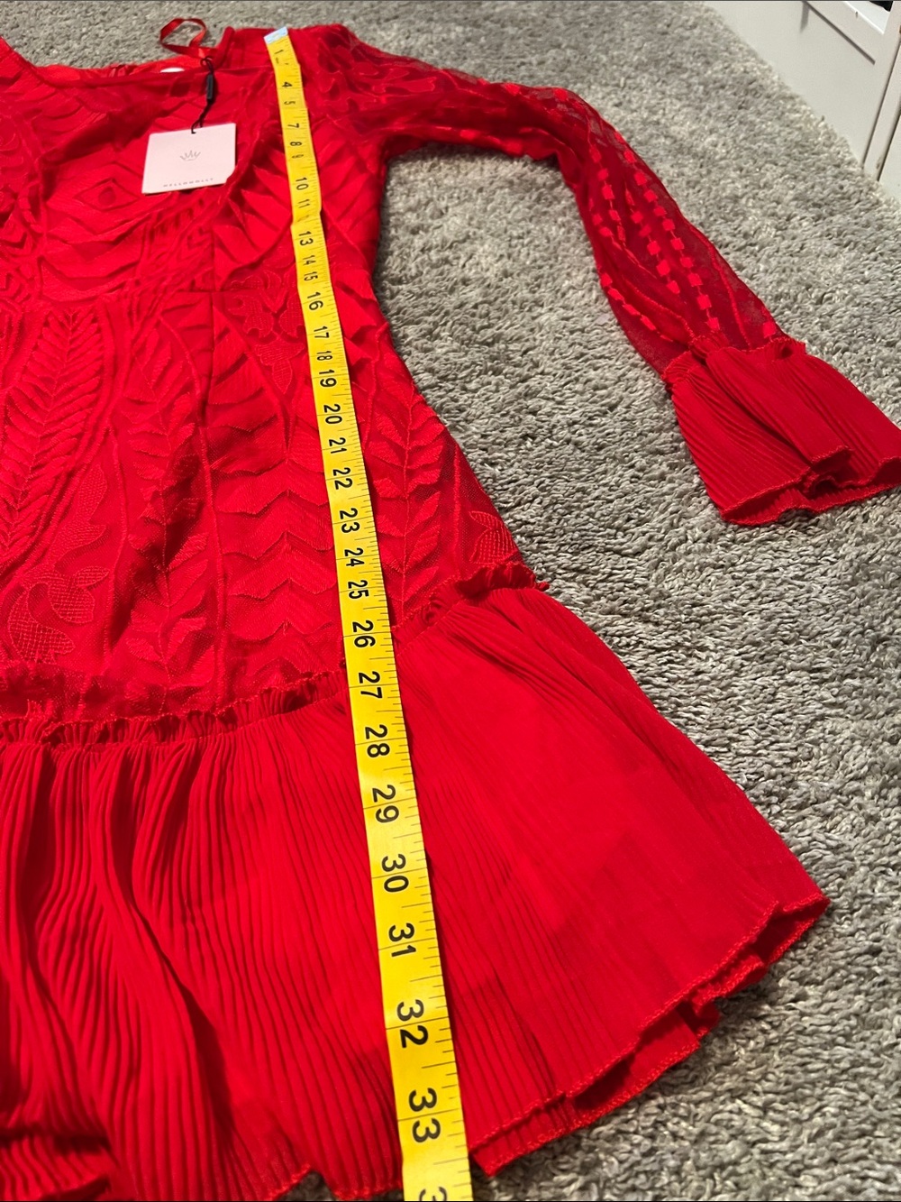 Hello Molly Red Long-Sleeve Lace Mini Dress - Picture 14 of 14
